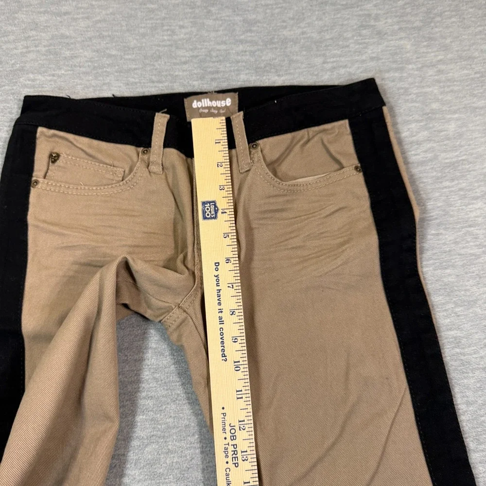 Dollhouse Pants Women 9 Tan‎ Black Skinny Fit Contrast Side Stripe Stretch